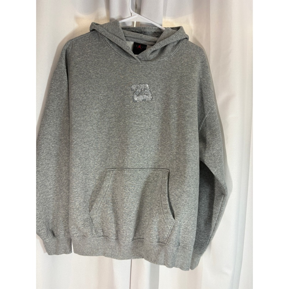 Jordan Mens 23 Diamond Pendant Graphic Hoodie Heather Gray Large WC0063